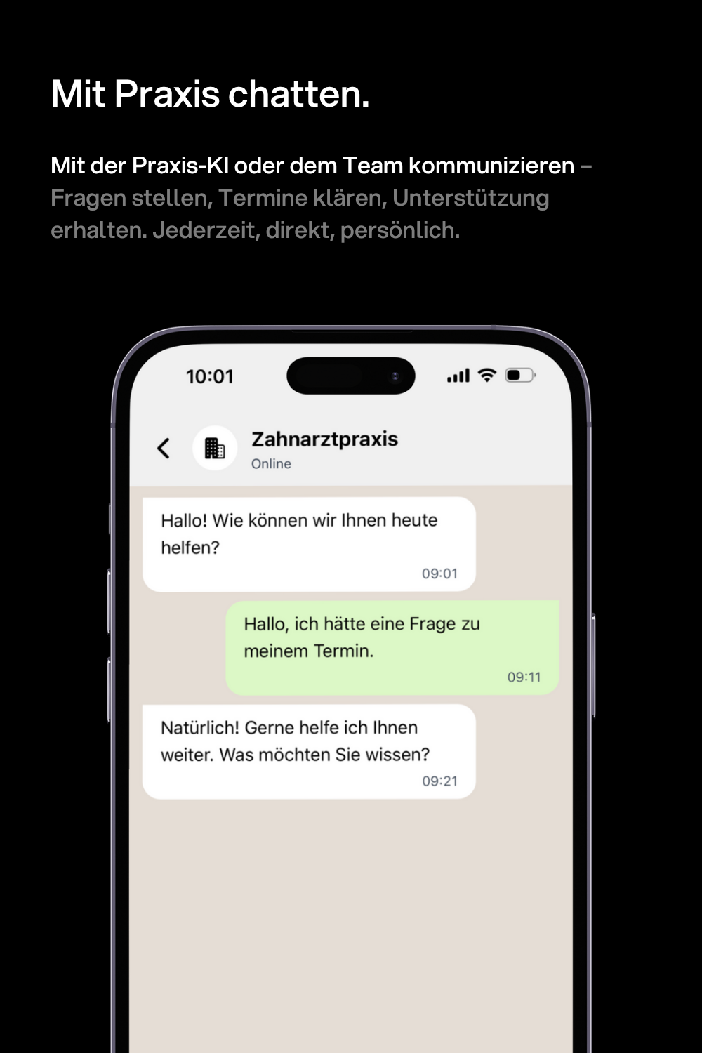 kaya Patienten-App - Mit Praxis chatten